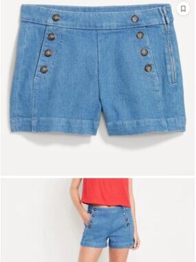 Old Navy High-Waisted Mariner Shorts - Medium Indigo - 3 Inch Inseam - NWT